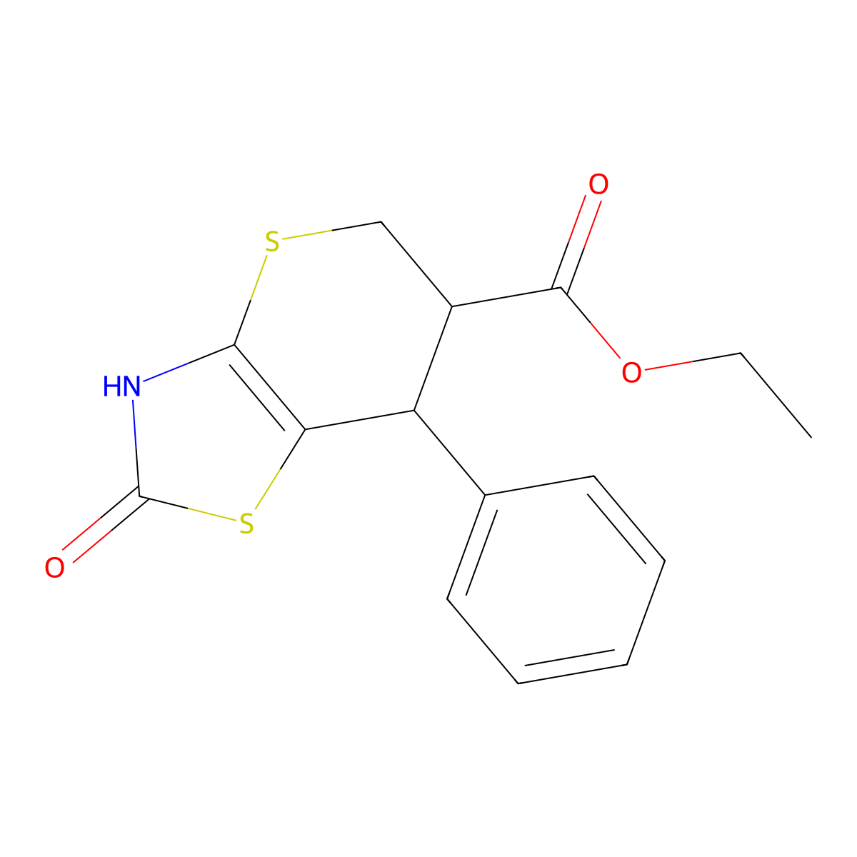 ethyl 2-oxo-7-phenyl-3,5,6,7-tetrahydro-2H-thiopyrano[2,3-d][1,3]thiazole-6-carboxylate molecular structure, CAS 51746-64-6