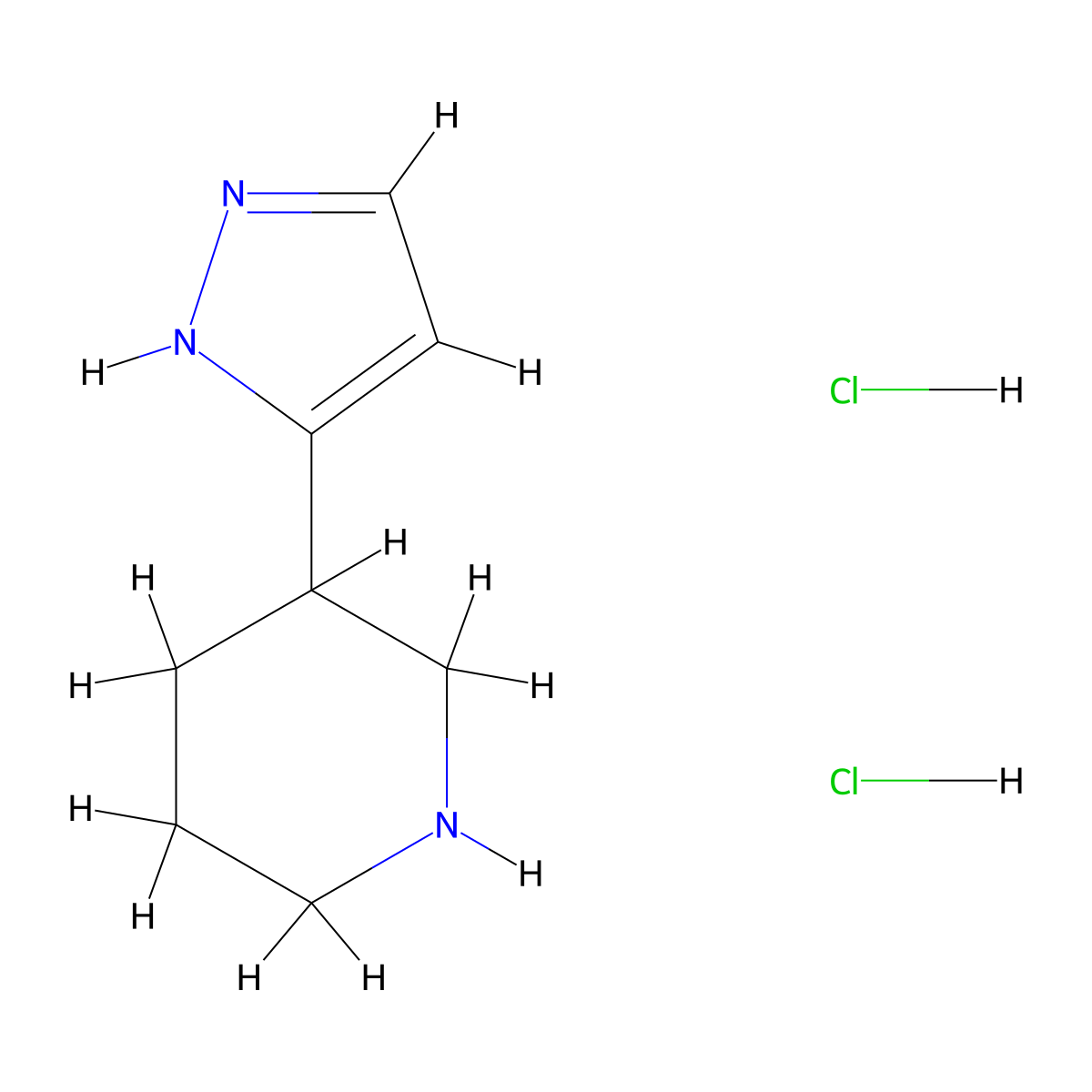 3-(1H-pyrazol-5-yl)piperidine dihydrochloride molecular structure, CAS 51747-03-6