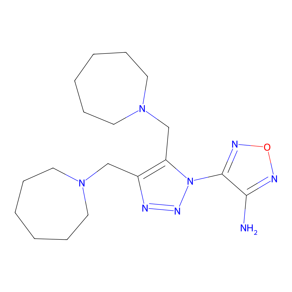 4-[4,5-Bis(azepan-1-ylmethyl)triazol-1-yl]-1,2,5-oxadiazol-3-amine molecular structure, CAS 5175-79-1
