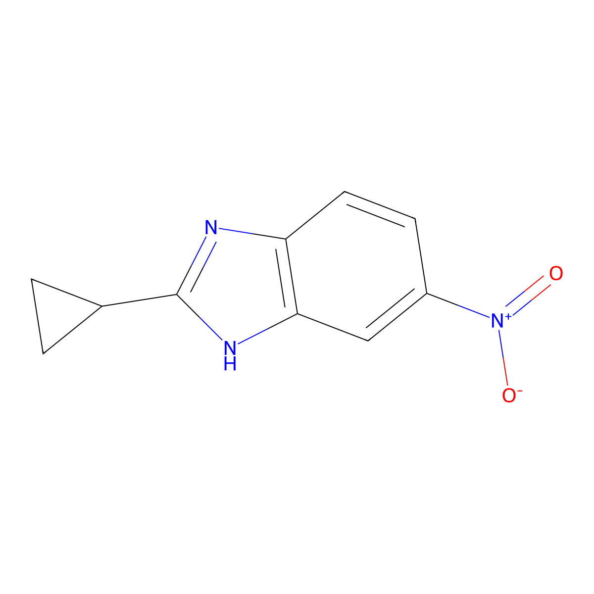 2-cyclopropyl-5-nitro-1H-1,3-benzodiazole molecular structure, CAS 51758-97-5