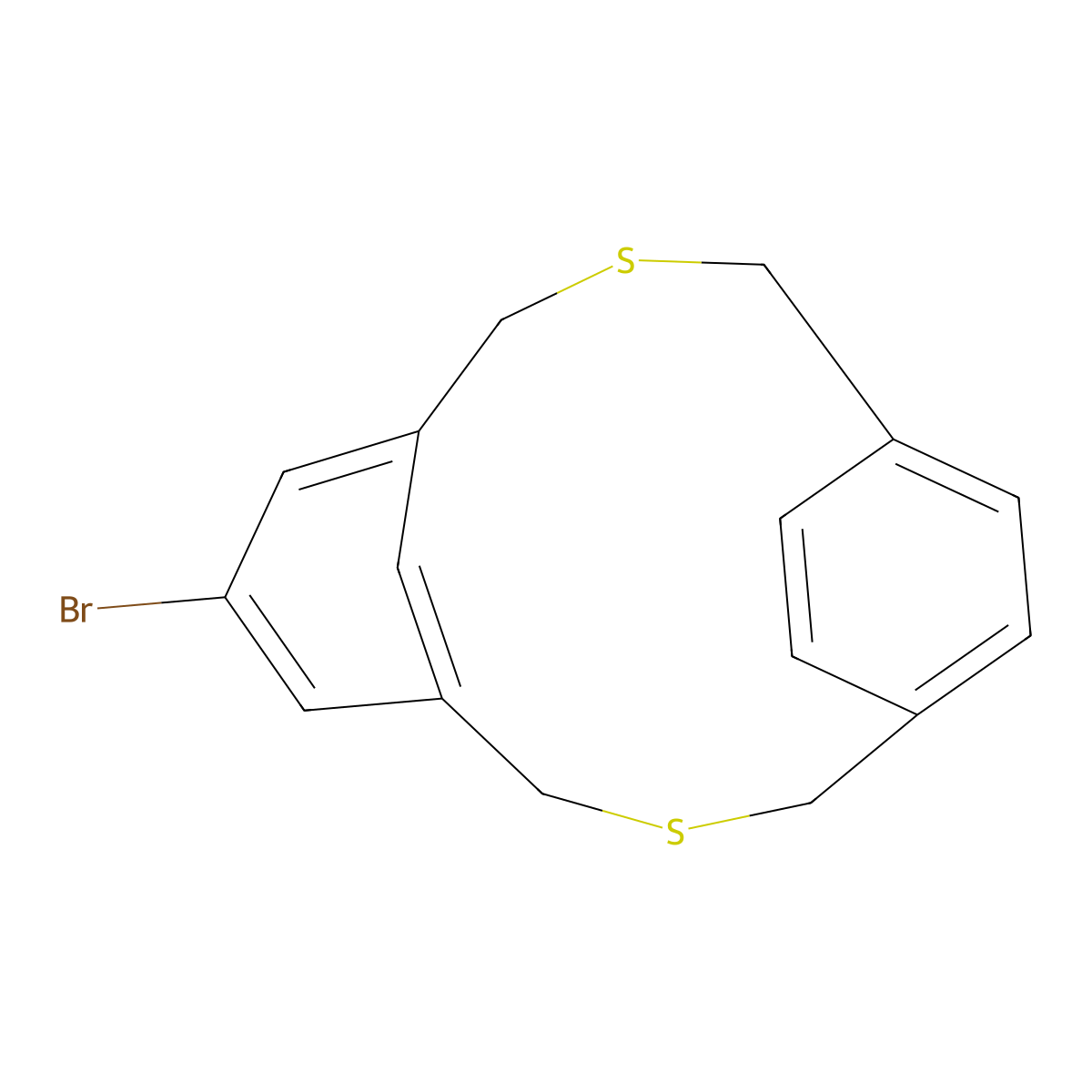BR-3,11-Dithia-tricyclo(11.2.2.1(5,9))octadeca-1(16),5,7,9(18),13(17),14-hexaene molecular structure, CAS 51760-27-1