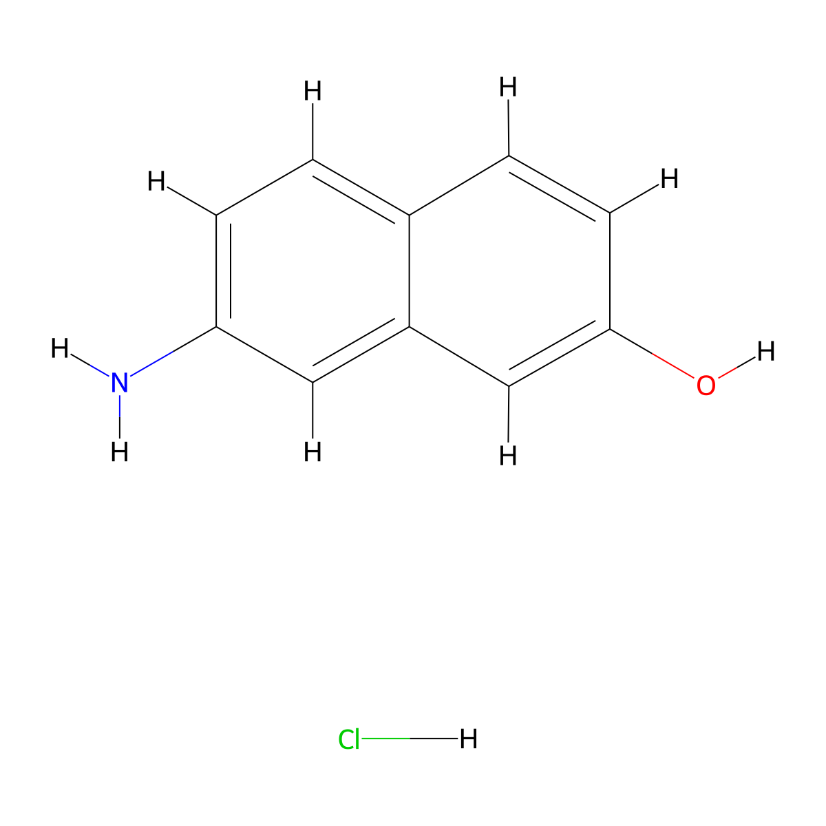 7-Amino-2-naphthol hydrochloride molecular structure, CAS 51761-16-1