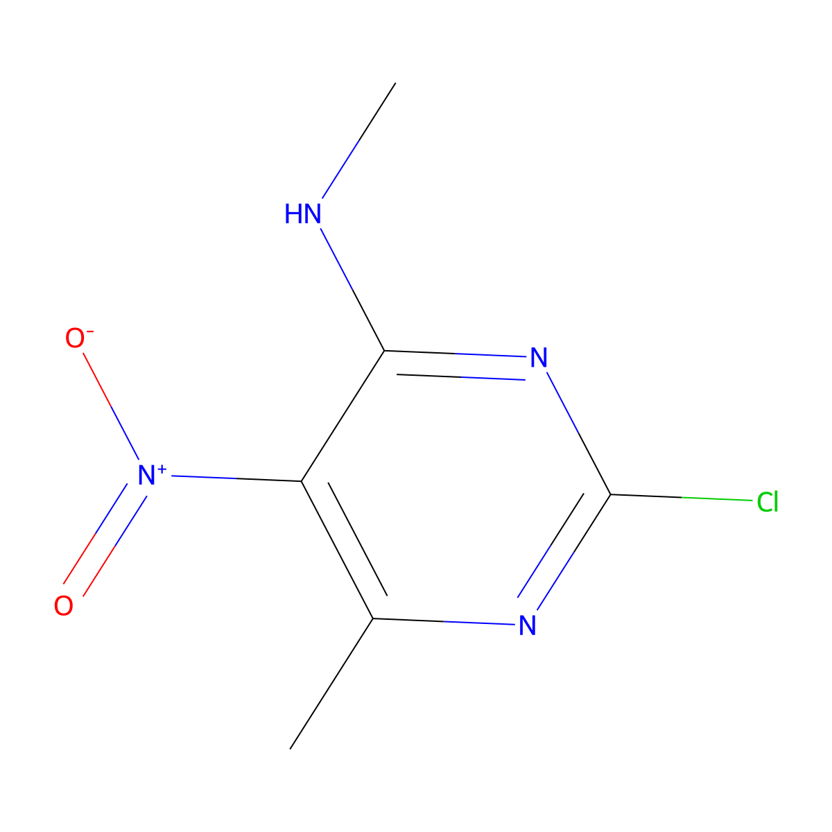 2-Chloro-n,6-dimethyl-5-nitropyrimidin-4-amine molecular structure, CAS 5177-14-0