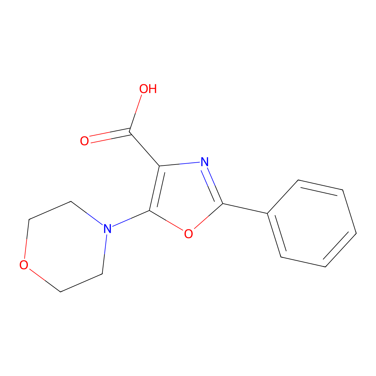 5-(4-Morpholinyl)-2-phenyl-4-oxazolecarboxylic acid molecular structure, CAS 51770-15-1