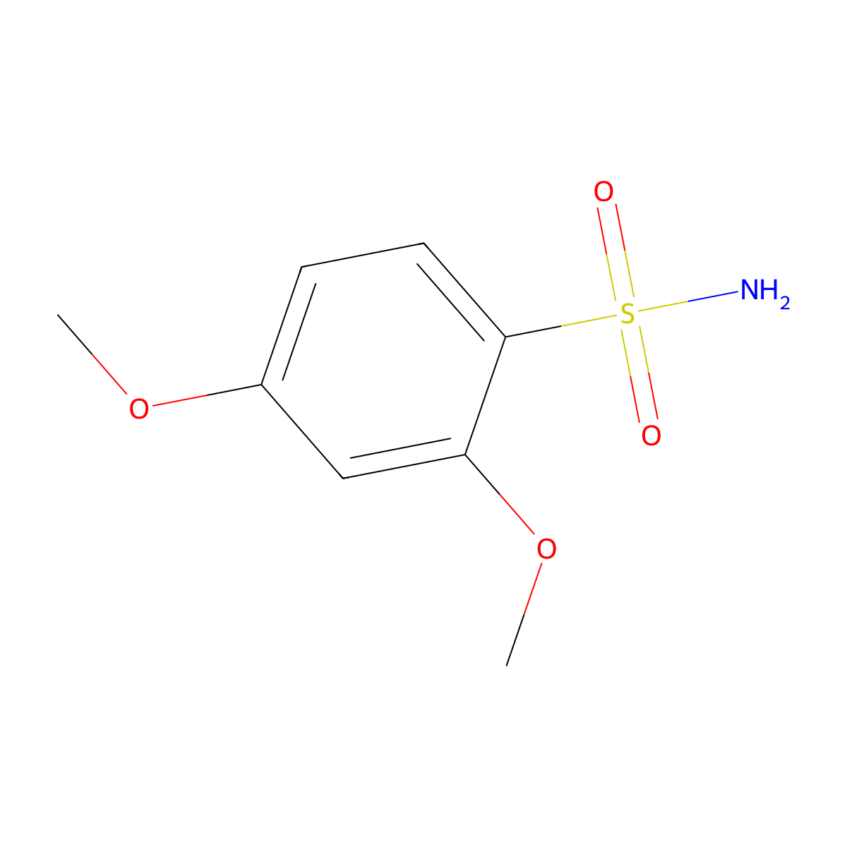 2,4-Dimethoxybenzenesulfonamide molecular structure, CAS 51770-71-9