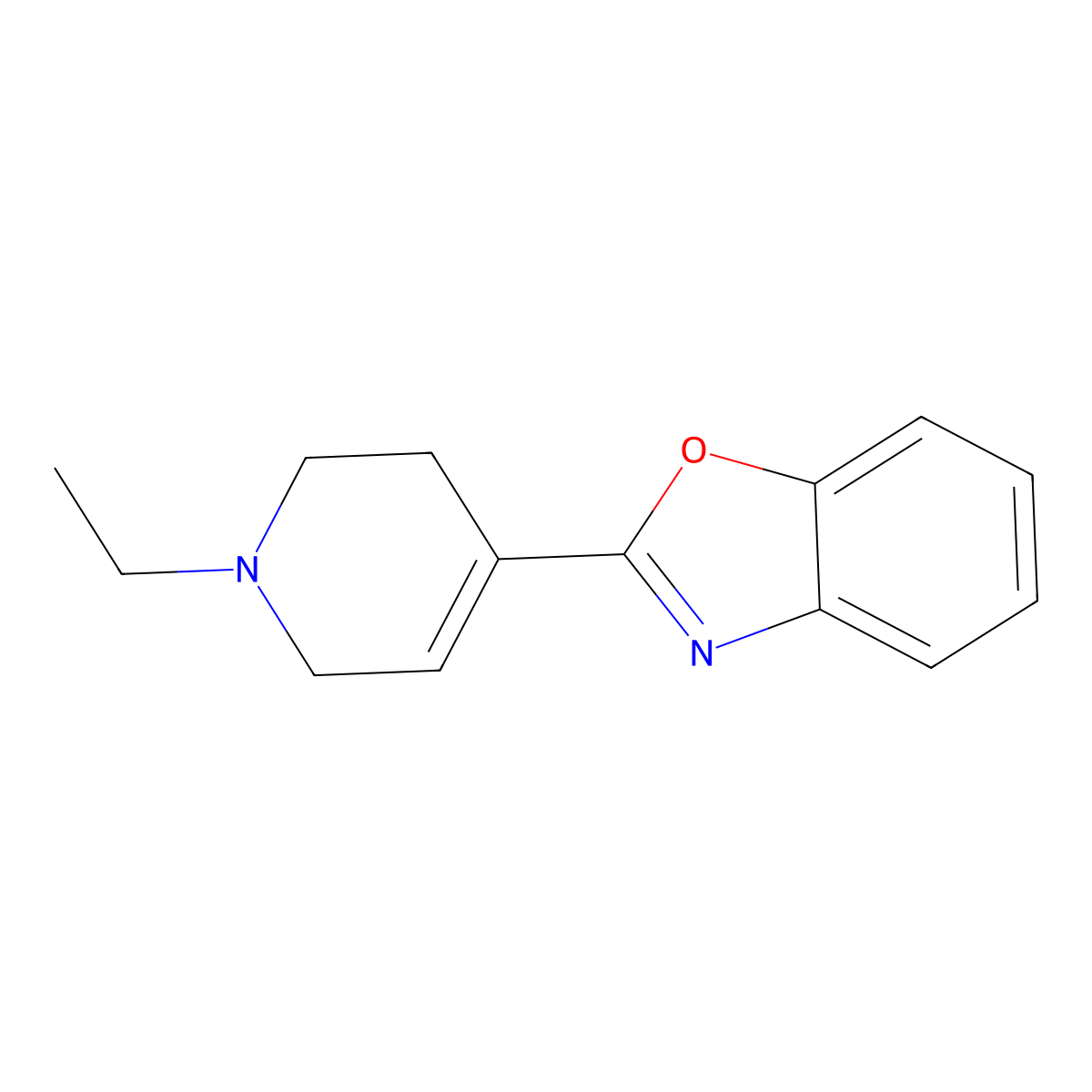 2-(1-Ethyl-1,2,3,6-tetrahydropyridin-4-yl)-1,3-benzoxazole molecular structure, CAS 51784-54-4
