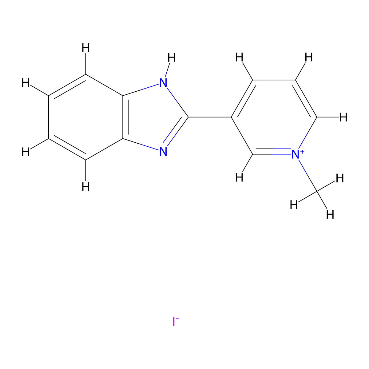 Pyridinium, 3-(1H-benzimidazol-2-yl)-1-methyl-, iodide molecular structure, CAS 51784-96-4