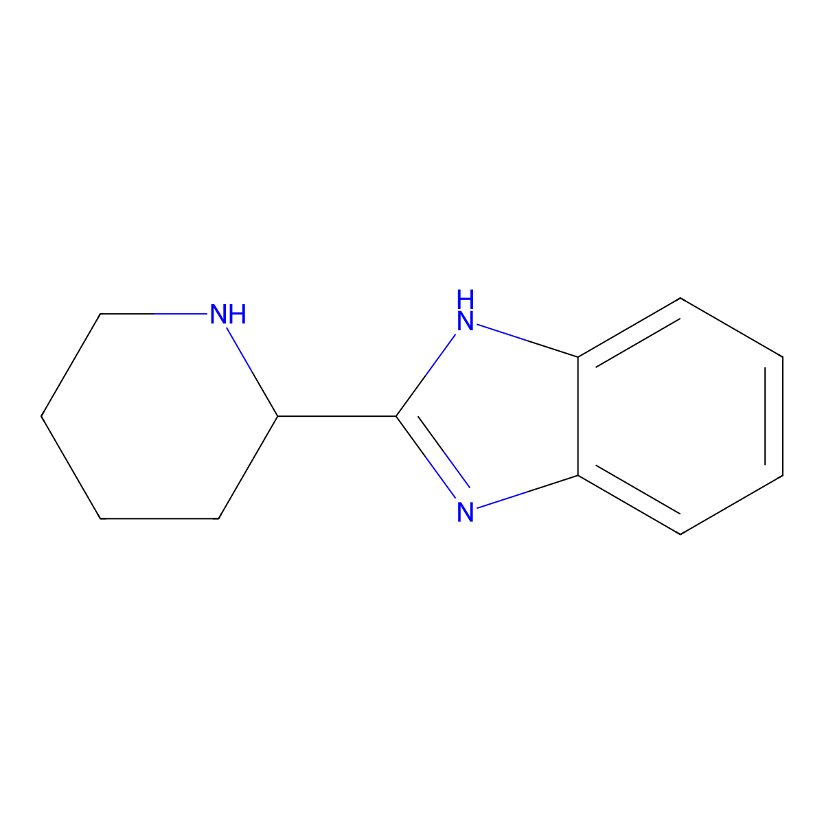 2-(piperidin-2-yl)-1H-1,3-benzodiazole molecular structure, CAS 51785-23-0