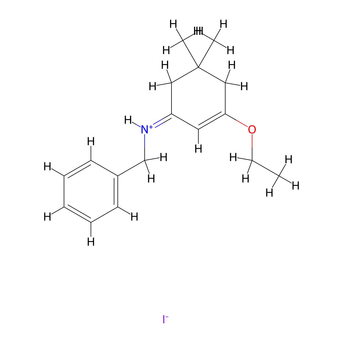 (1Z)-N-Benzyl-3-ethoxy-5,5-dimethylcyclohex-2-en-1-iminium iodide molecular structure, CAS 517857-43-1