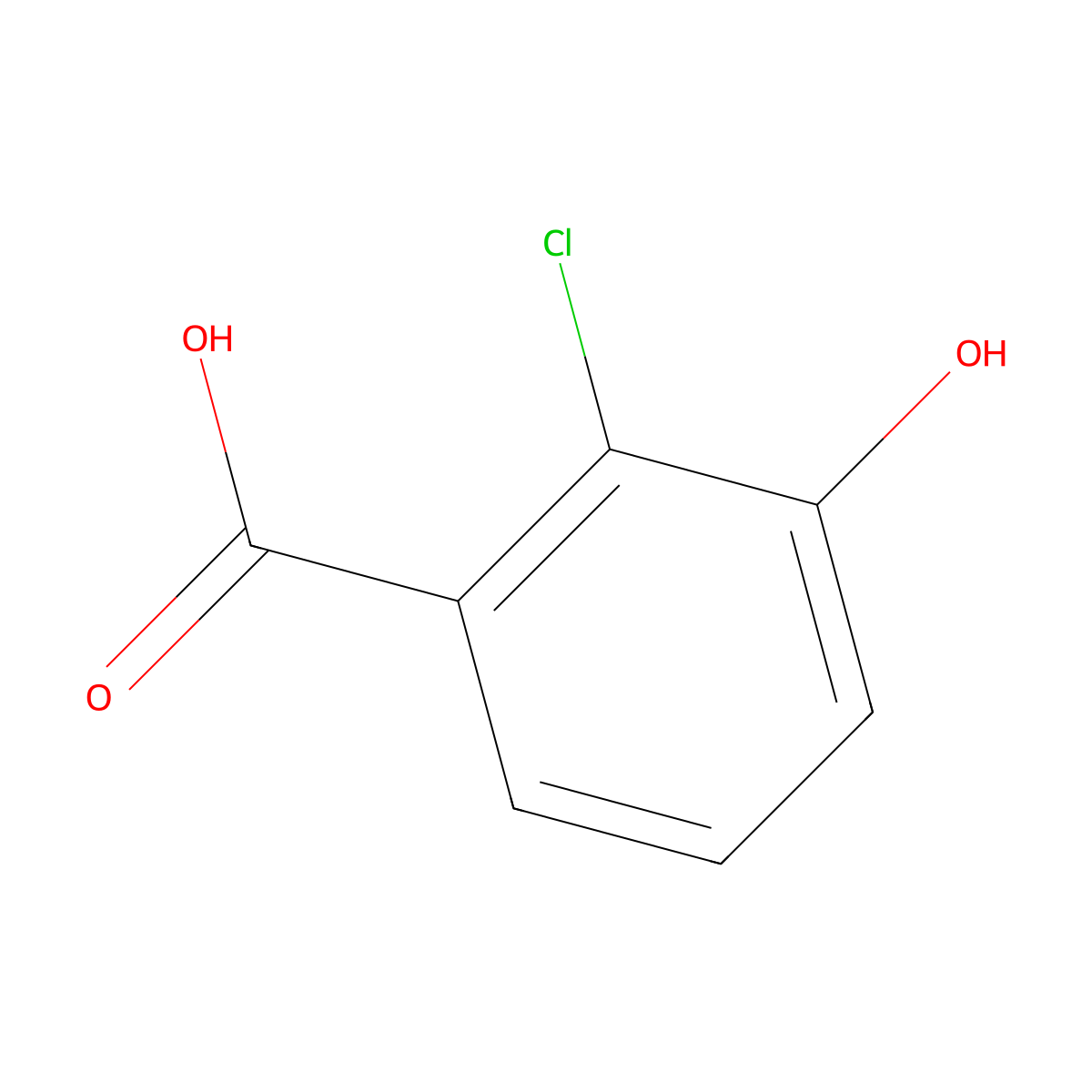 2-Chloro-3-hydroxybenzoic acid molecular structure, CAS 51786-10-8