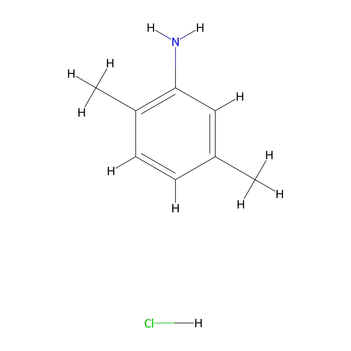 Benzenamine, 2,5-dimethyl-, hydrochloride (1:1) molecular structure, CAS 51786-53-9