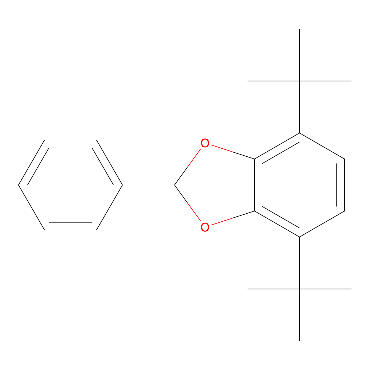1,3-Benzodioxole, 4,7-bis(1,1-dimethylethyl)-2-phenyl- molecular structure, CAS 51786-62-0