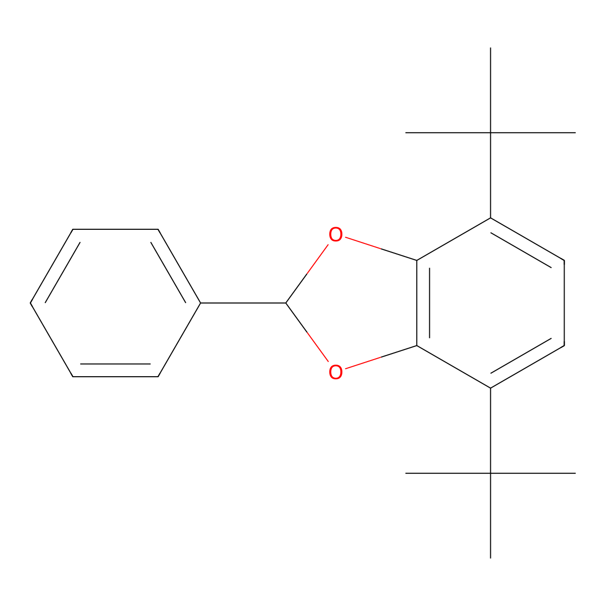 1,3-Benzodioxole, 4,7-bis(1,1-dimethylethyl)-2-phenyl- molecular structure, CAS 51786-62-0