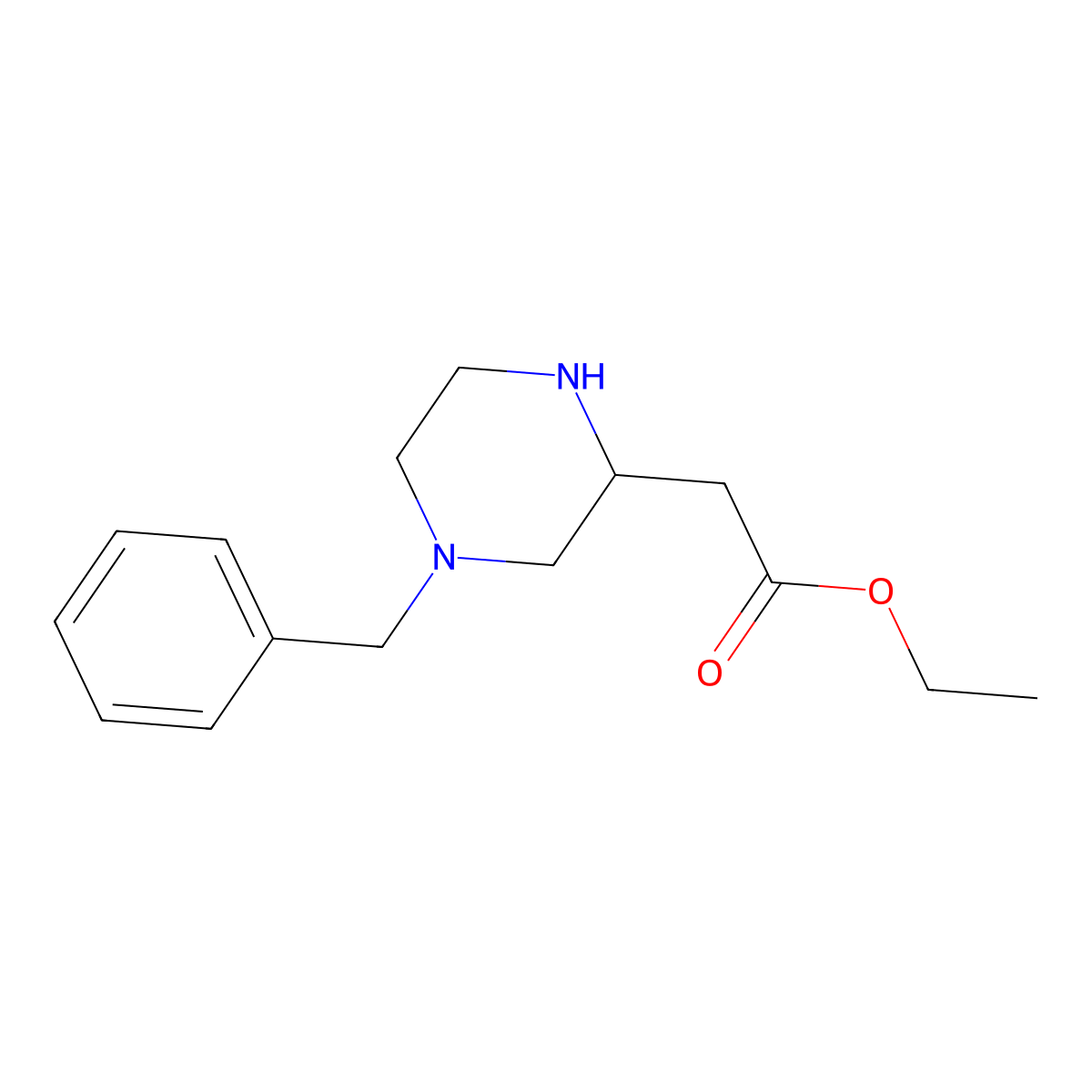 Ethyl 2-(4-benzylpiperazin-2-yl)acetate molecular structure, CAS 517866-76-1