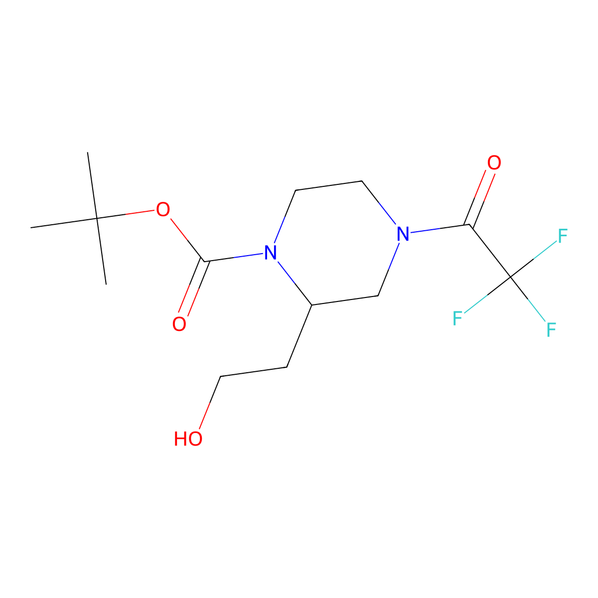 (RS)-1-(tert-Butyloxycarbonyl)-2-(2-hydroxyethyl)-4-trifluoroacetyl-piperazine molecular structure, CAS 517866-84-1