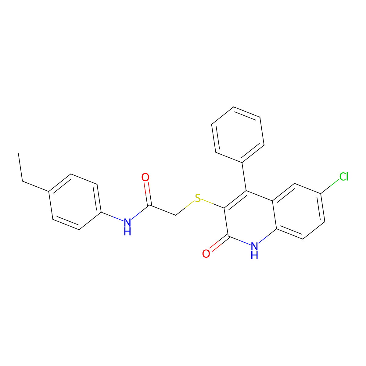 2-[(6-chloro-2-oxo-4-phenyl-1,2-dihydro-3-quinolinyl)sulfanyl]-N-(4-ethylphenyl)acetamide molecular structure, CAS 517868-46-1