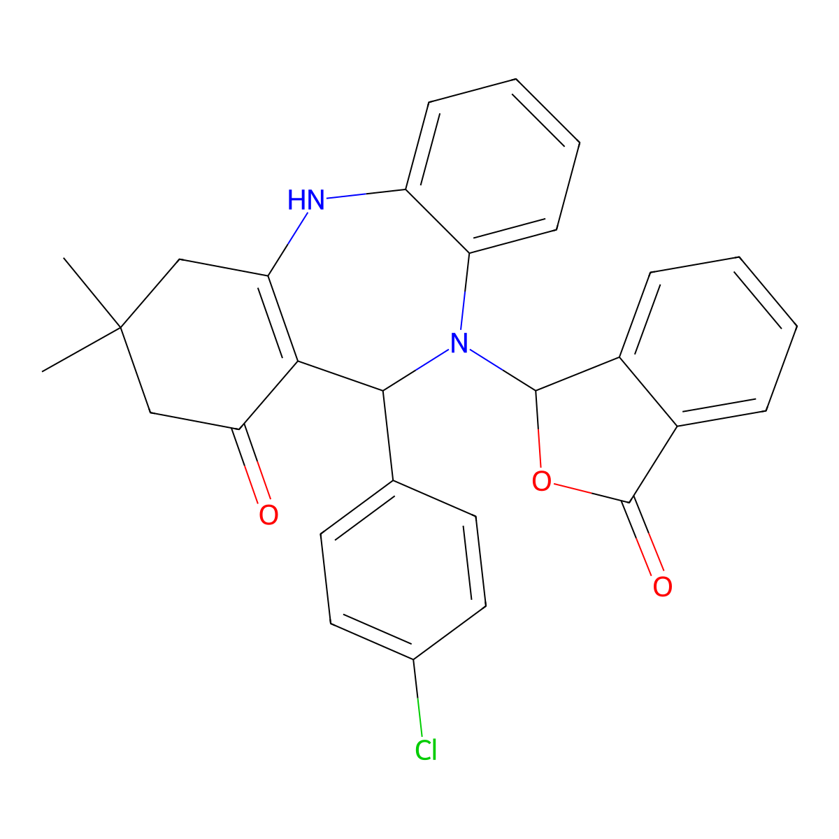 11-(4-chlorophenyl)-3,3-dimethyl-10-(3-oxo-1,3-dihydro-2-benzofuran-1-yl)-2,3,4,5,10,11-hexahydro-1H-dibenzo[b,e][1,4]diazepin-1-one molecular structure, CAS 517868-87-0