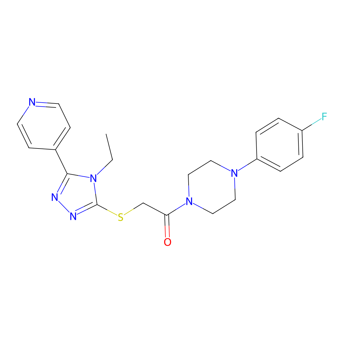 2-{[4-ethyl-5-(4-pyridyl)-4H-1,2,4-triazol-3-yl]sulfanyl}-1-[4-(4-fluorophenyl)piperazino]-1-ethanone molecular structure, CAS 517869-18-0