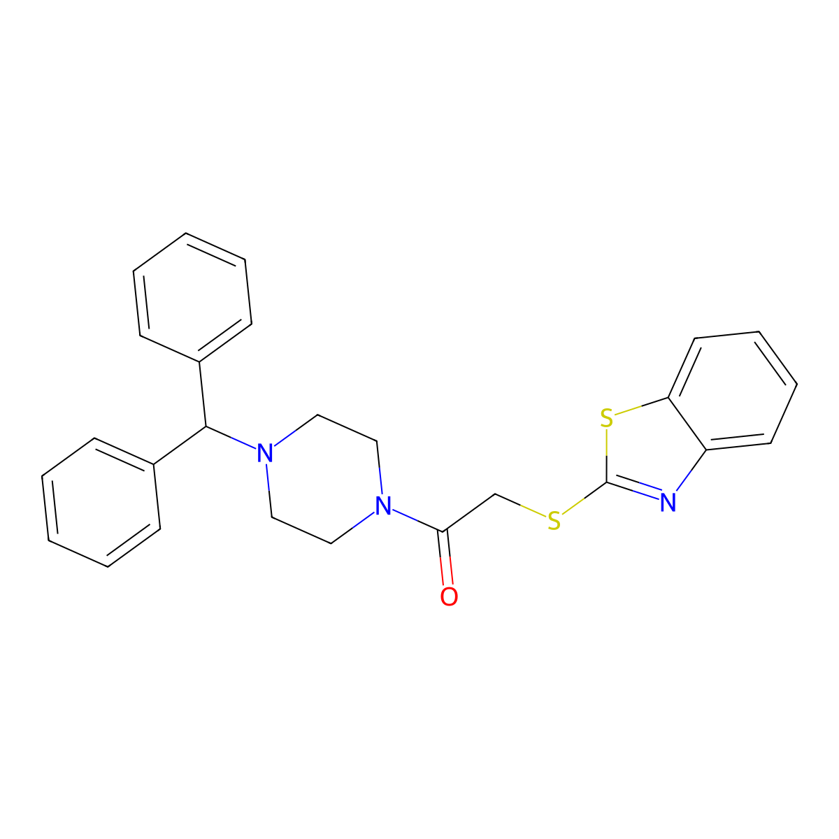 2-(4-Benzhydryl-1-piperazinyl)-2-oxoethyl 1,3-benzothiazol-2-yl sulfide molecular structure, CAS 517869-23-7