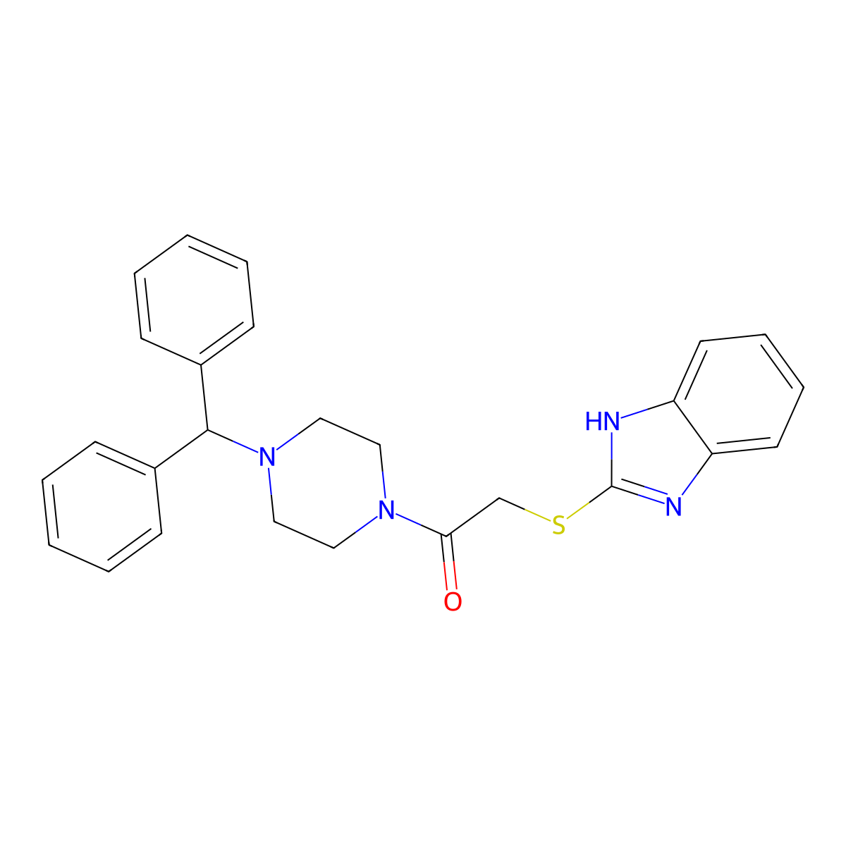2-(1H-benzimidazol-2-ylsulfanyl)-1-[4-(diphenylmethyl)piperazin-1-yl]ethanone molecular structure, CAS 517869-24-8