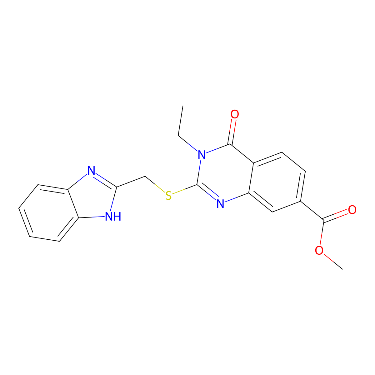 methyl 2-(1H-benzimidazol-2-ylmethylsulfanyl)-3-ethyl-4-oxoquinazoline-7-carboxylate molecular structure, CAS 517869-34-0