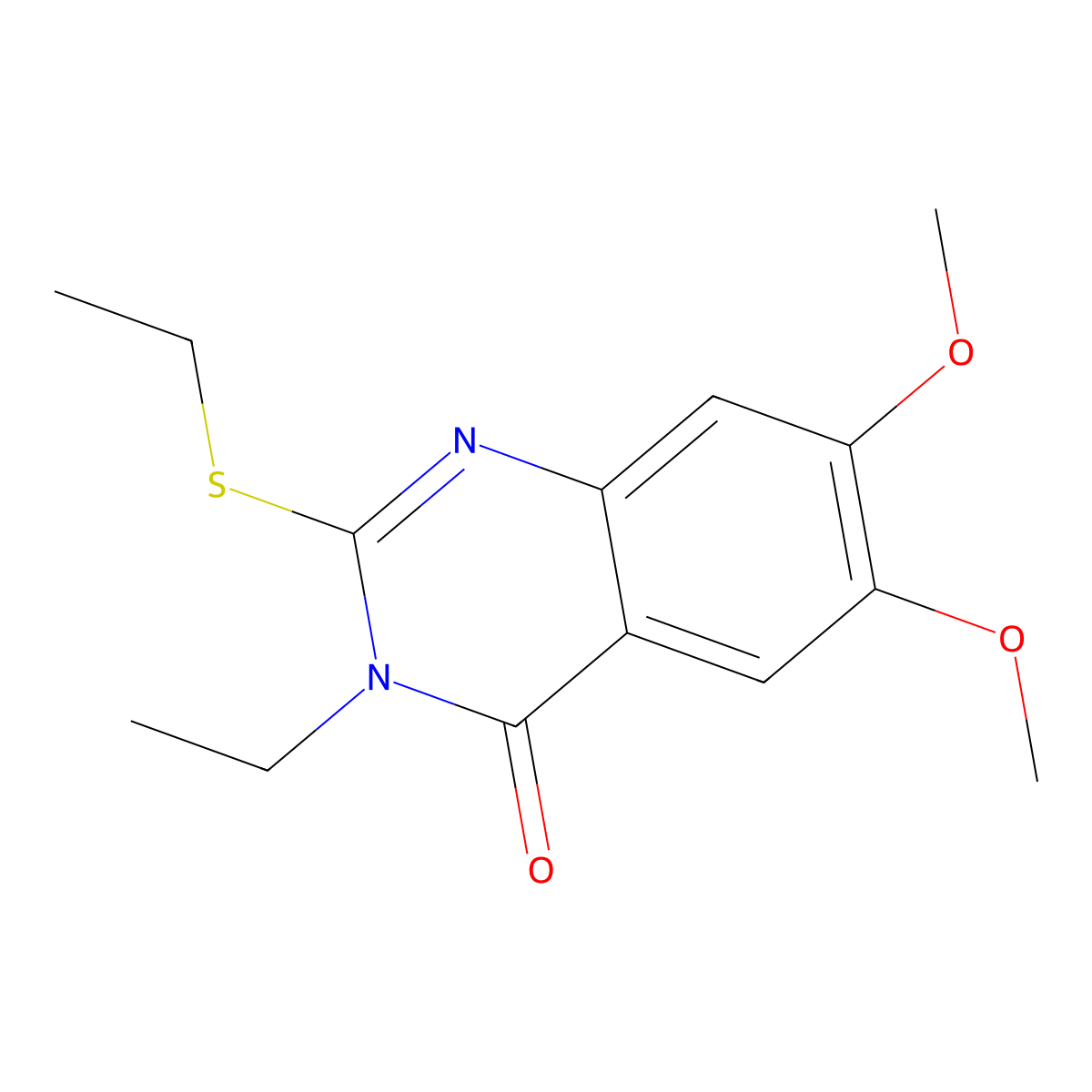 3-Ethyl-2-ethylsulfanyl-6,7-dimethoxyquinazolin-4-one molecular structure, CAS 517869-42-0