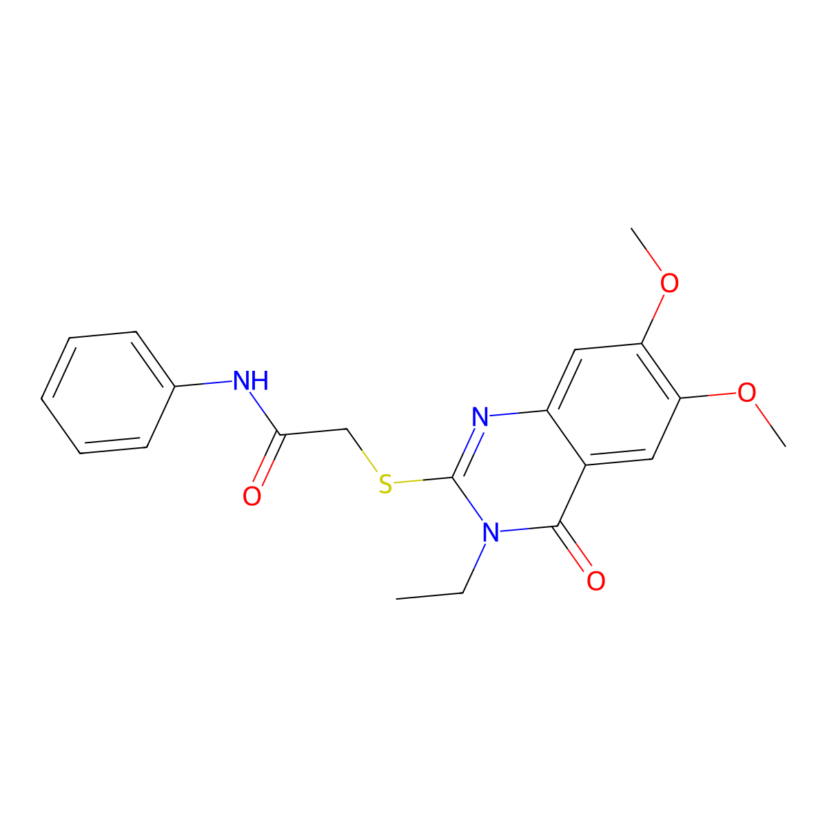 2-(3-ethyl-6,7-dimethoxy-4-oxoquinazolin-2-yl)sulfanyl-N-phenylacetamide molecular structure, CAS 517869-44-2