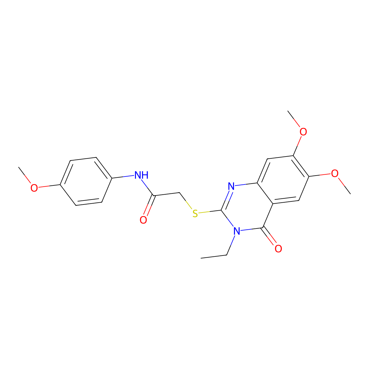 2-[(3-ethyl-6,7-dimethoxy-4-oxo-3,4-dihydroquinazolin-2-yl)sulfanyl]-N-(4-methoxyphenyl)acetamide molecular structure, CAS 517869-46-4