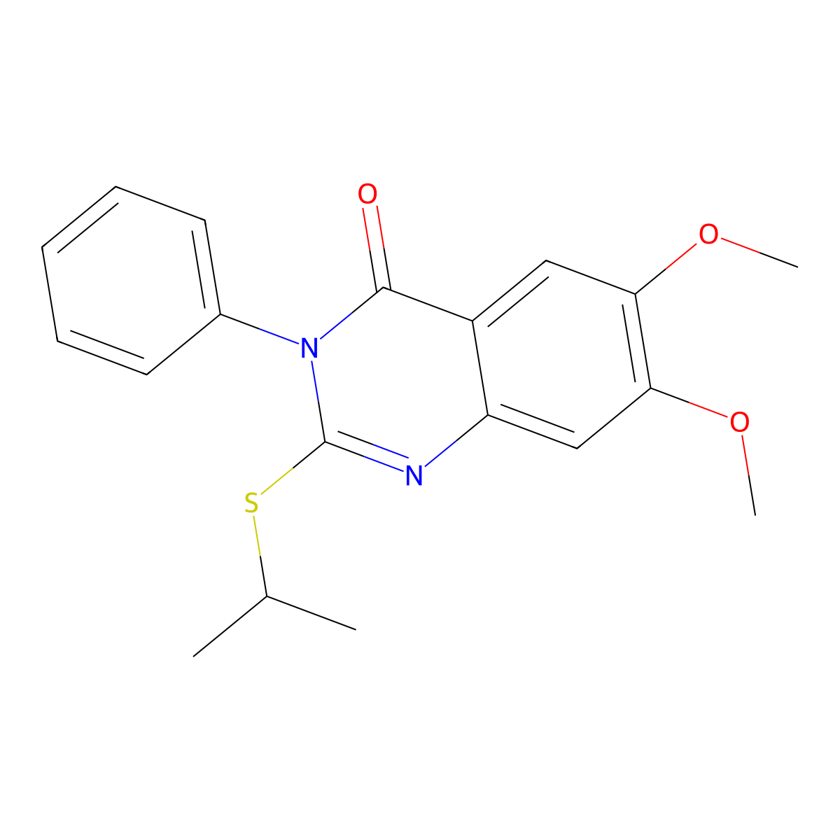 6,7-dimethoxy-3-phenyl-2-(propan-2-ylsulfanyl)quinazolin-4(3H)-one molecular structure, CAS 517869-48-6