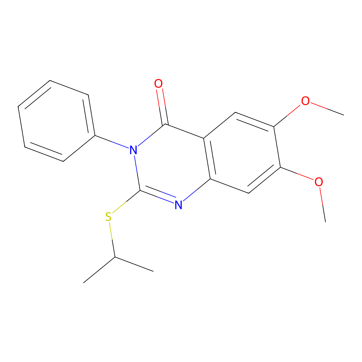 6,7-dimethoxy-3-phenyl-2-(propan-2-ylsulfanyl)quinazolin-4(3H)-one molecular structure, CAS 517869-48-6