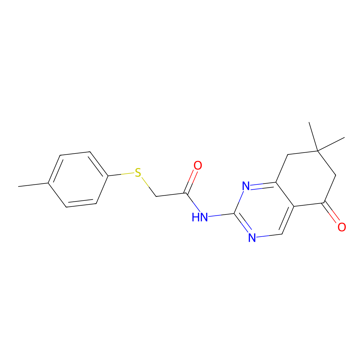 N-(7,7-dimethyl-5-oxo-6,8-dihydroquinazolin-2-yl)-2-(4-methylphenyl)sulfanylacetamide molecular structure, CAS 517869-55-5