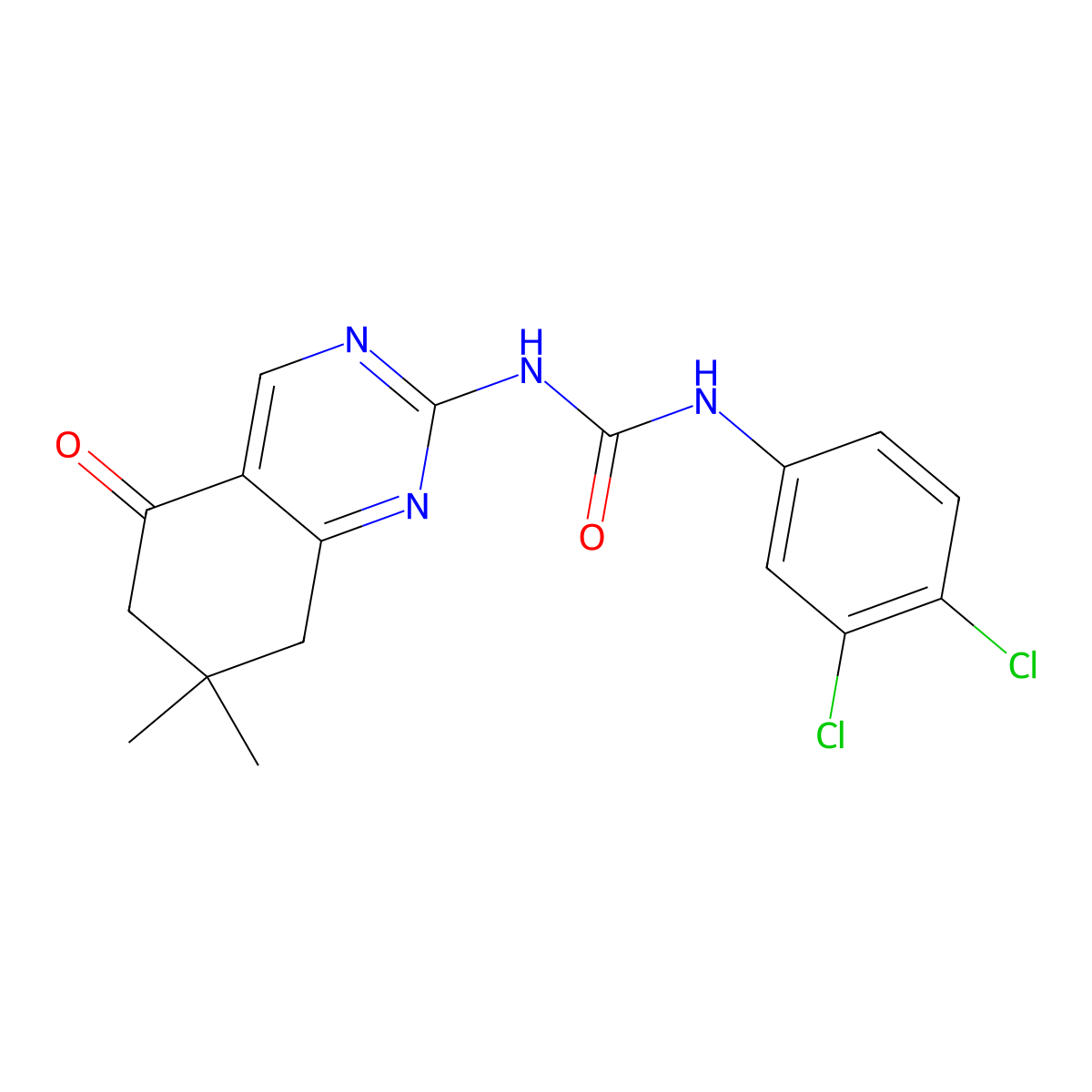 1-(3,4-Dichlorophenyl)-3-(7,7-dimethyl-5-oxo-5,6,7,8-tetrahydroquinazolin-2-yl)urea molecular structure, CAS 517869-57-7