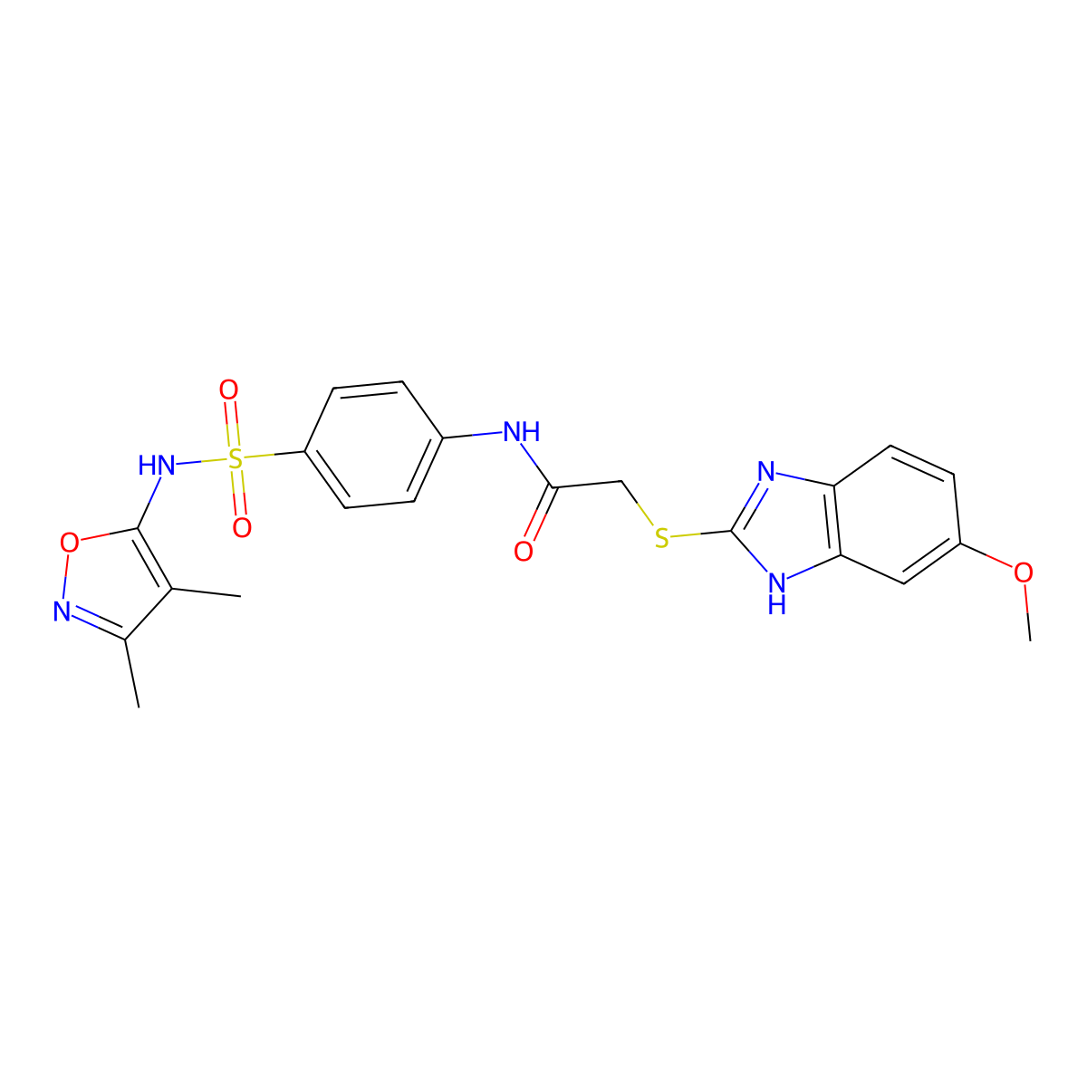 N-(4-{[(3,4-dimethyl-5-isoxazolyl)amino]sulfonyl}phenyl)-2-[(6-methoxy-1H-benzimidazol-2-yl)thio]acetamide molecular structure, CAS 517869-71-5