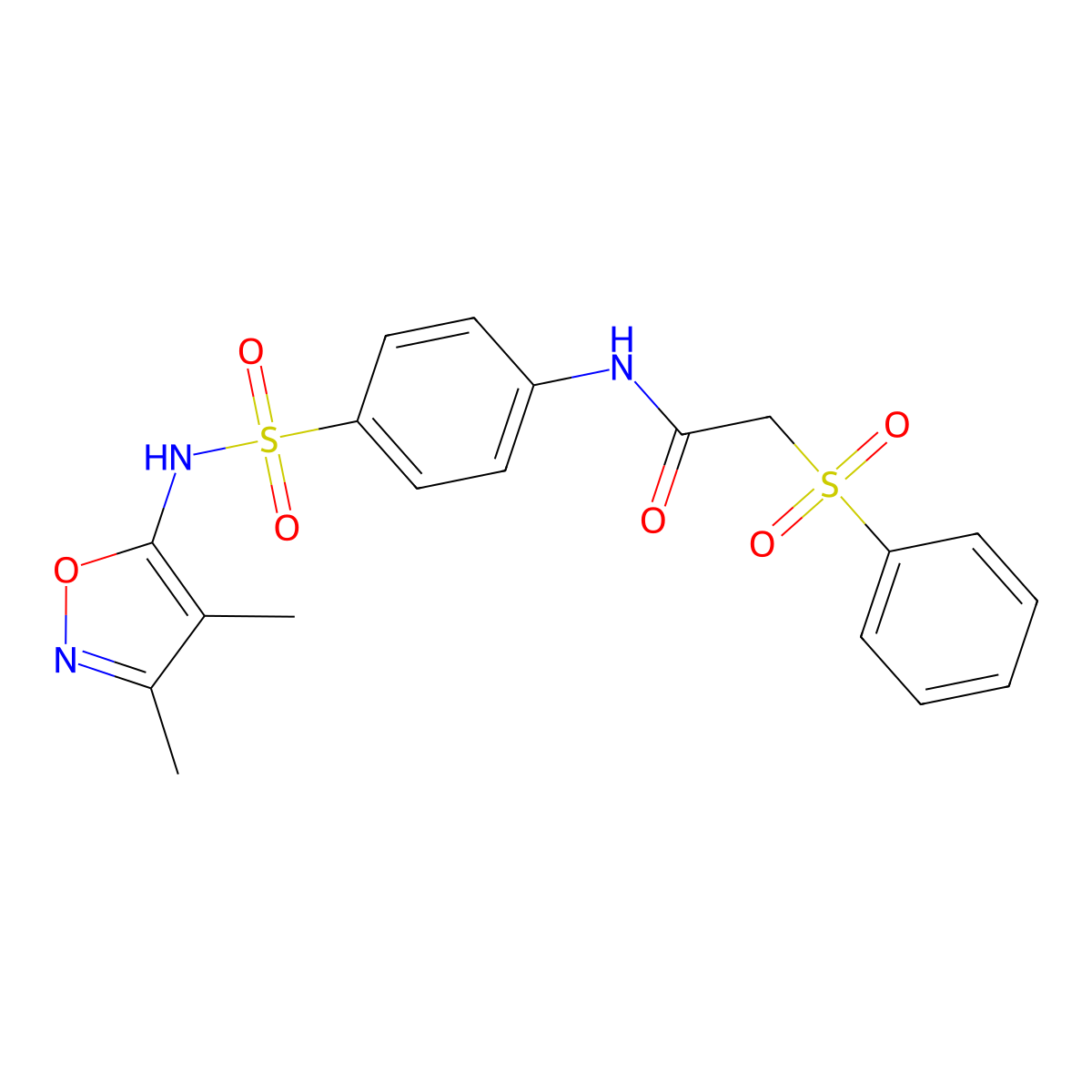 N-(4-{[(3,4-dimethyl-5-isoxazolyl)amino]sulfonyl}phenyl)-2-(phenylsulfonyl)acetamide molecular structure, CAS 517869-72-6