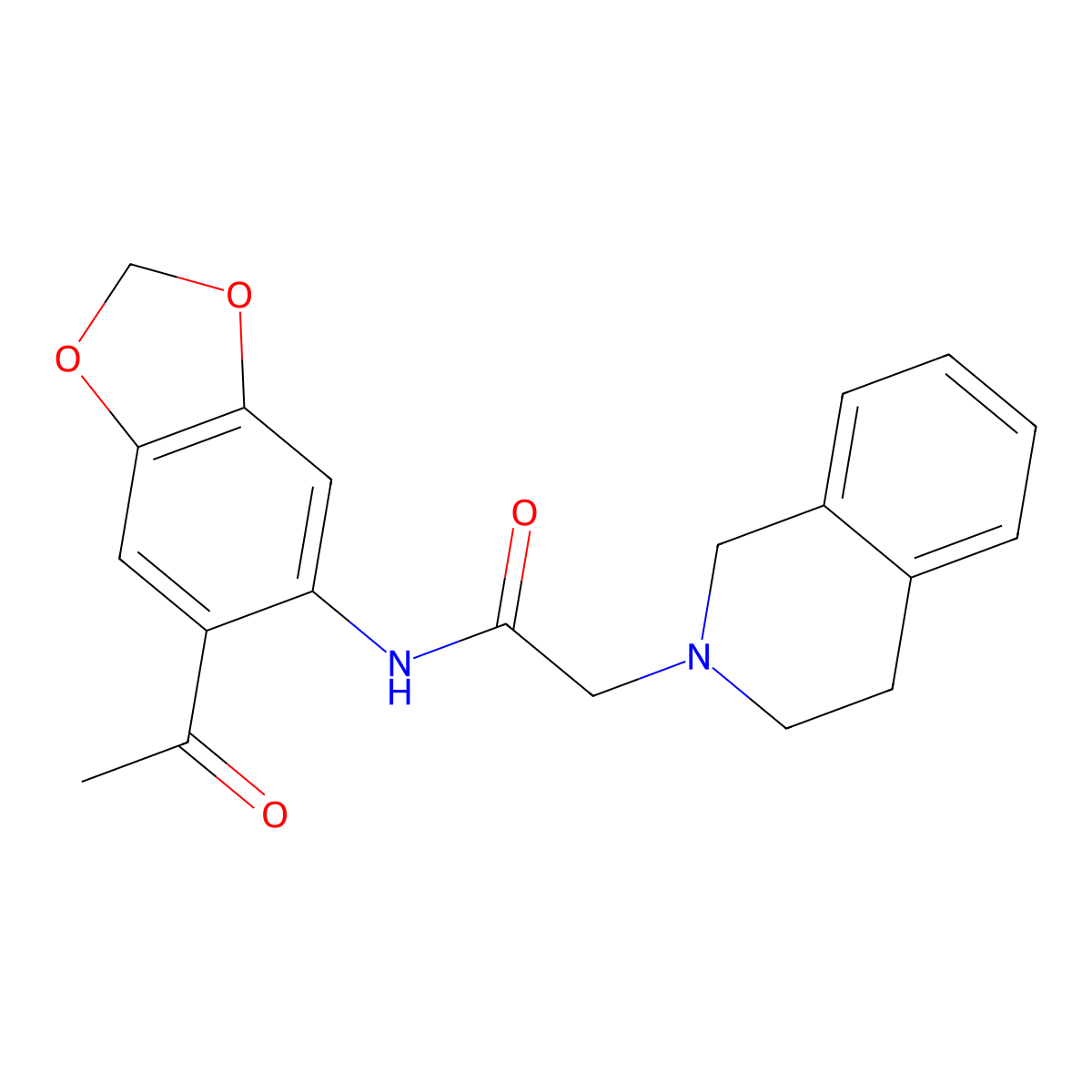N-(6-acetyl-1,3-benzodioxol-5-yl)-2-(3,4-dihydro-2(1H)-isoquinolinyl)acetamide molecular structure, CAS 517869-88-4