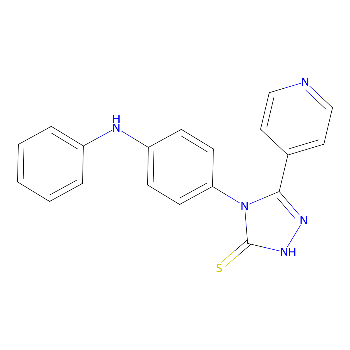 4-(4-anilinophenyl)-3-pyridin-4-yl-1H-1,2,4-triazole-5-thione molecular structure, CAS 517869-96-4