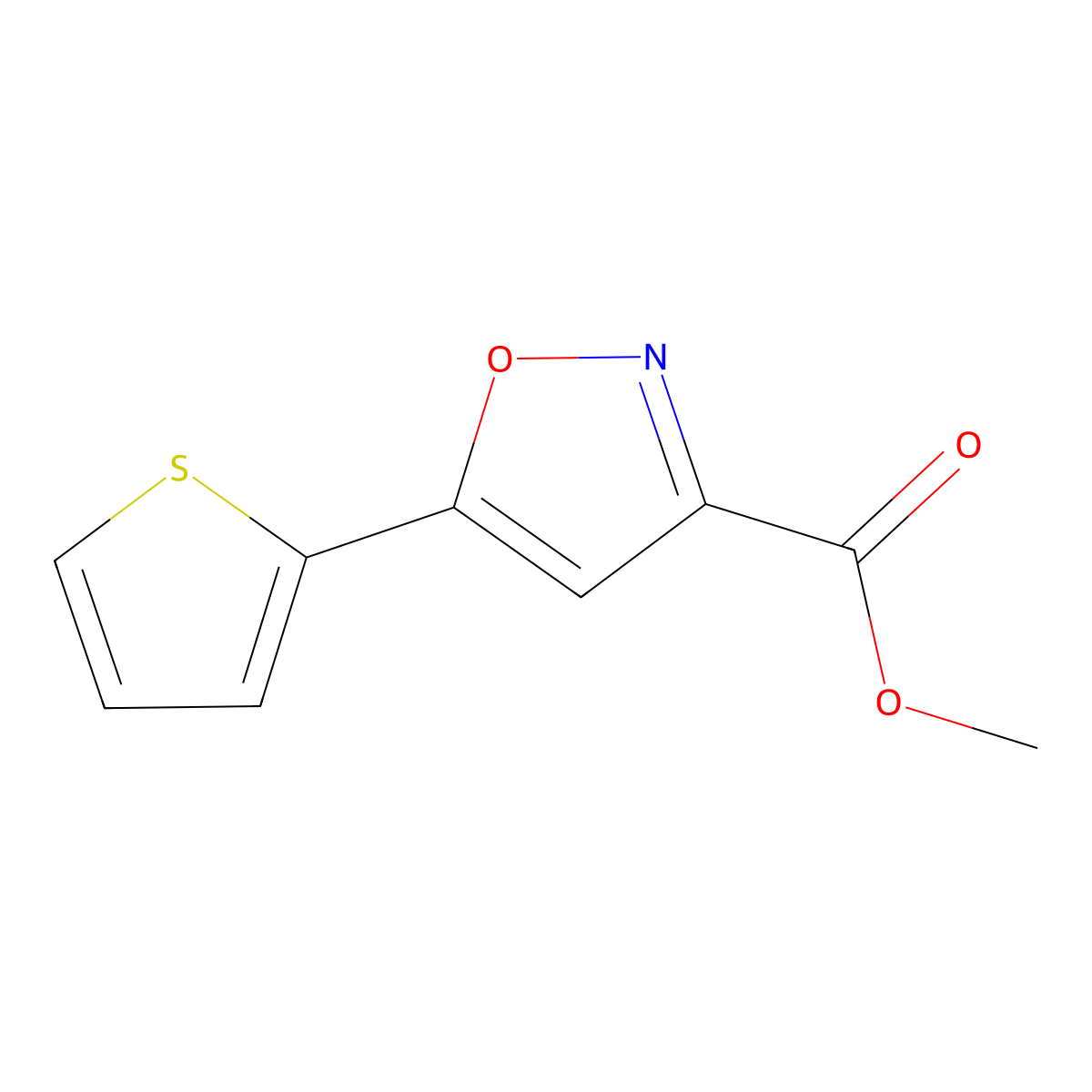 Methyl 5-(2-thienyl)isoxazole-3-carboxylate molecular structure, CAS 517870-23-4
