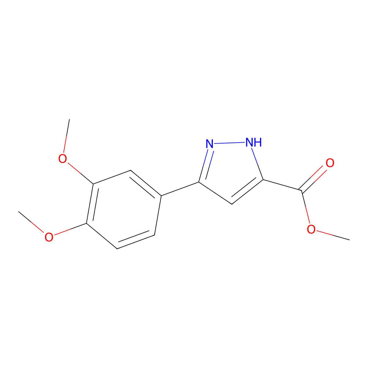 methyl 5-(3,4-dimethoxyphenyl)-1H-pyrazole-3-carboxylate molecular structure, CAS 517870-24-5