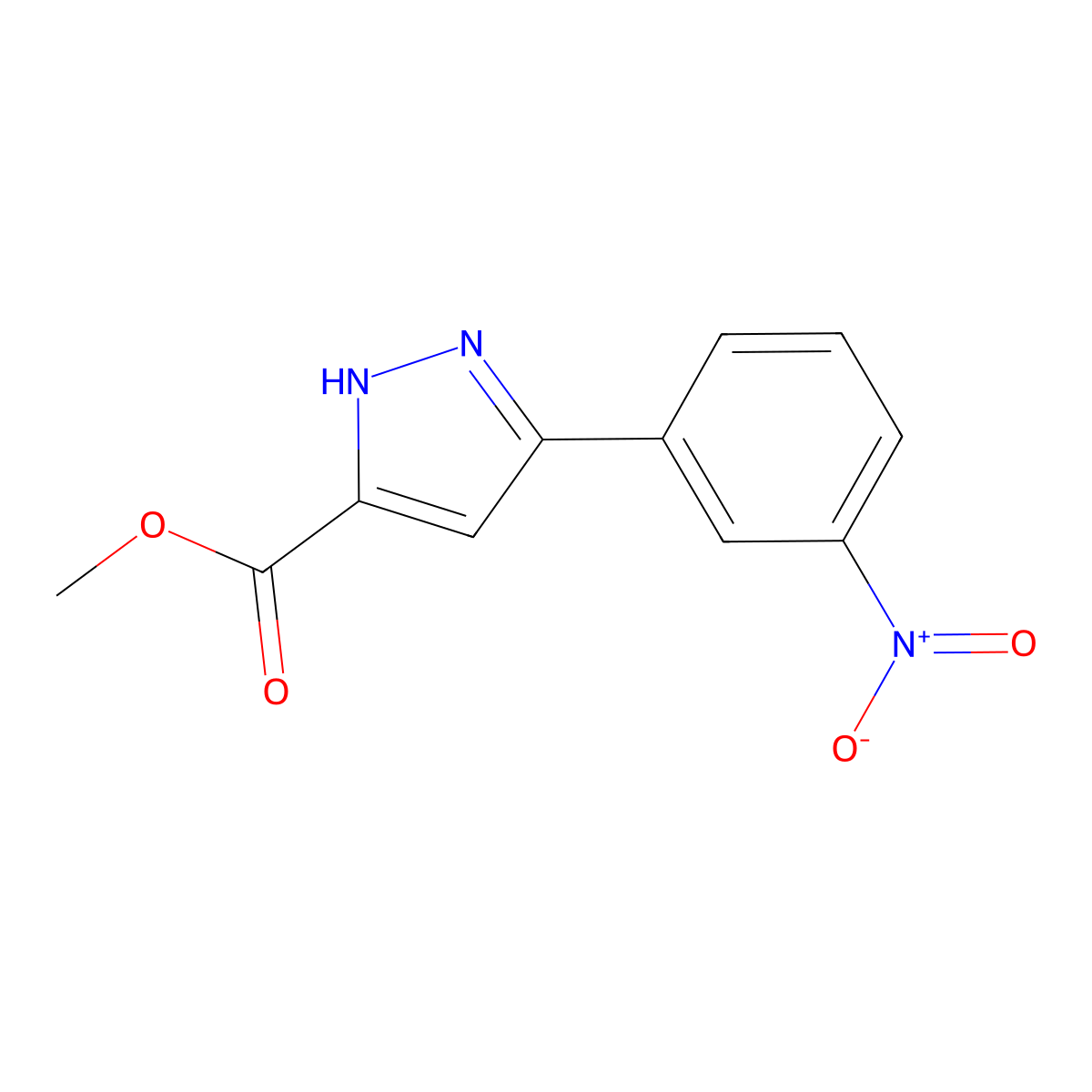 methyl 3-(3-nitrophenyl)-1H-pyrazole-5-carboxylate molecular structure, CAS 517870-25-6
