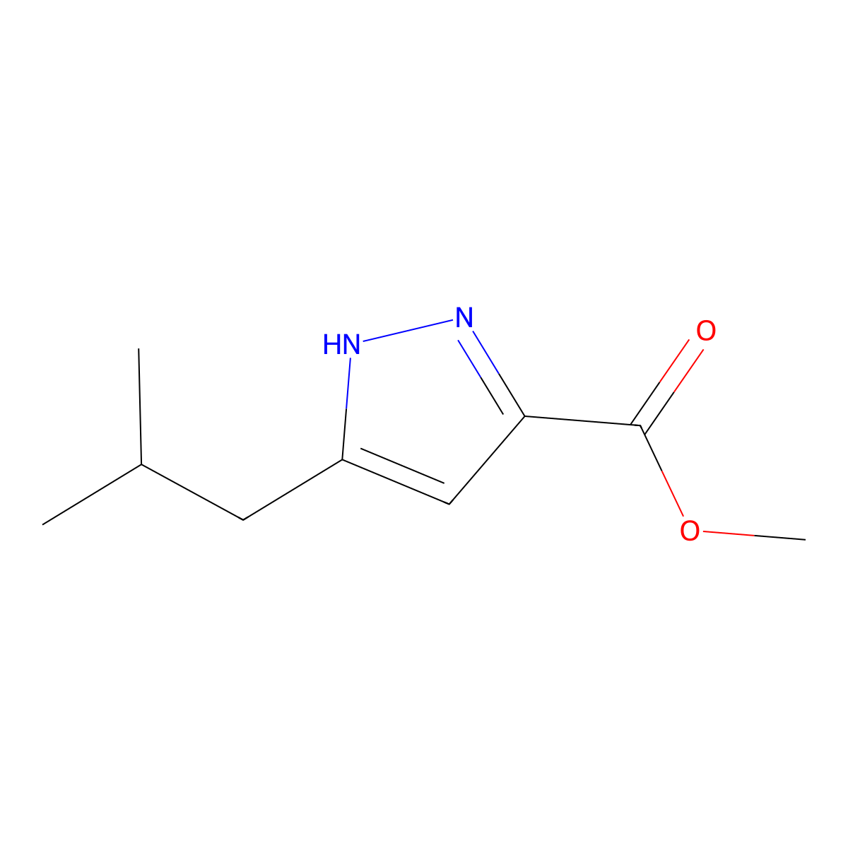 methyl 3-(2-methylpropyl)-1H-pyrazole-5-carboxylate molecular structure, CAS 517870-29-0