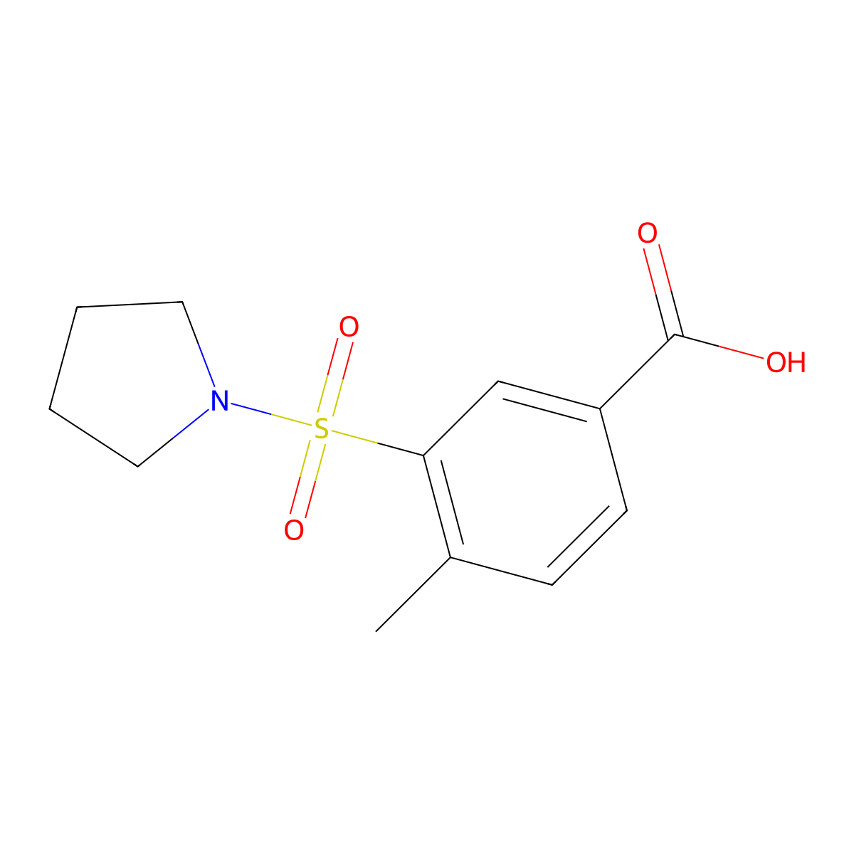 4-Methyl-3-(1-pyrrolidinylsulfonyl)benzoic acid molecular structure, CAS 517881-18-4