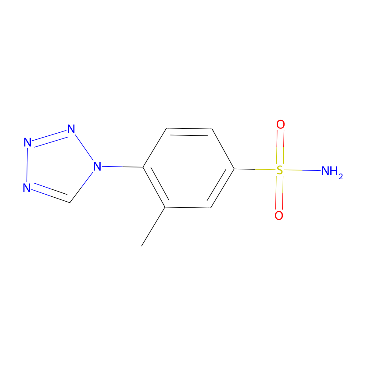 3-methyl-4-(1H-1,2,3,4-tetrazol-1-yl)benzene-1-sulfonamide molecular structure, CAS 517895-75-9