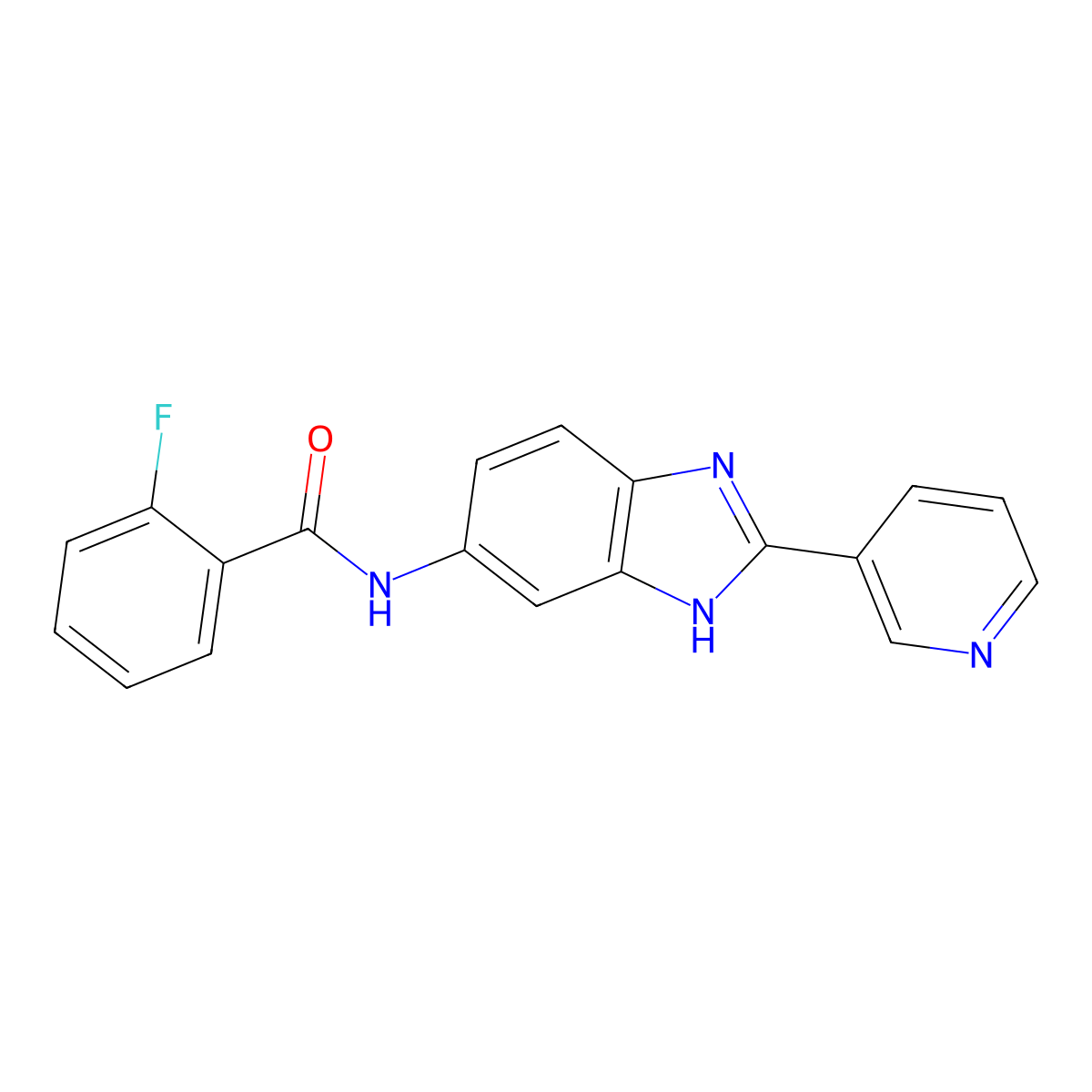 2-fluoro-N-[2-(3-pyridinyl)-3H-benzimidazol-5-yl]benzamide molecular structure, CAS 517901-89-2