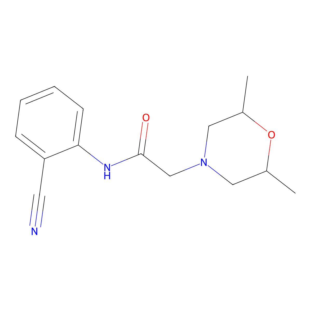 N-(2-cyanophenyl)-2-(2,6-dimethylmorpholin-4-yl)acetamide molecular structure, CAS 517902-86-2