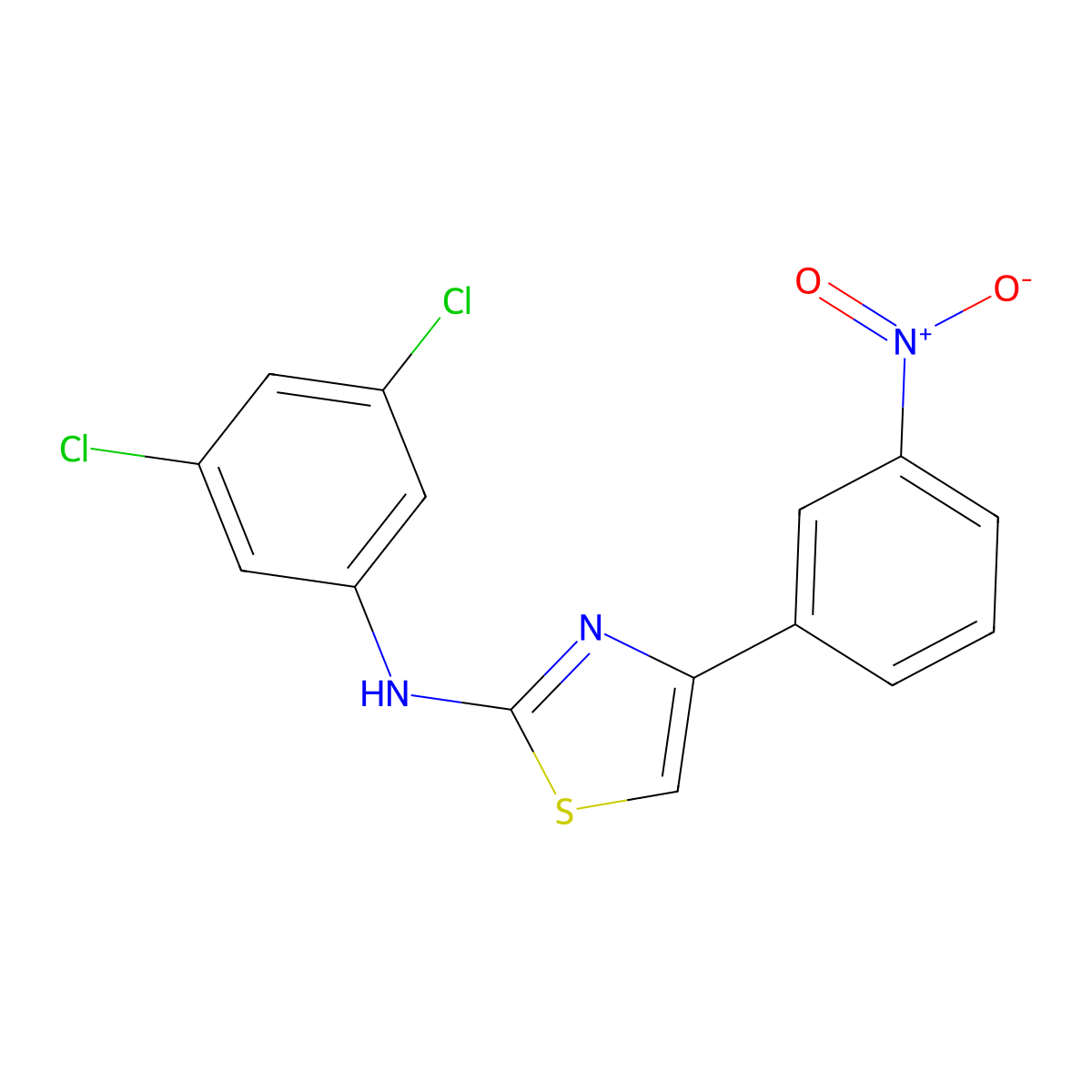 N-(3,5-dichlorophenyl)-4-(3-nitrophenyl)-1,3-thiazol-2-amine molecular structure, CAS 517904-67-5