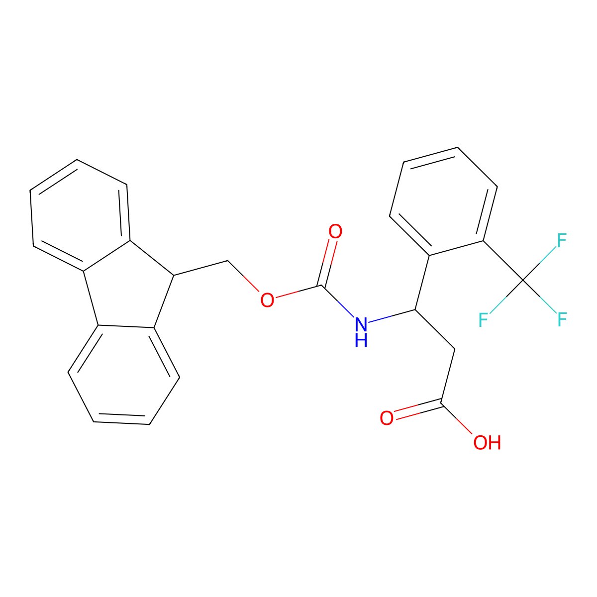 (3R)-3-({[(9H-fluoren-9-yl)methoxy]carbonyl}amino)-3-[2-(trifluoromethyl)phenyl]propanoic acid molecular structure, CAS 517905-86-1