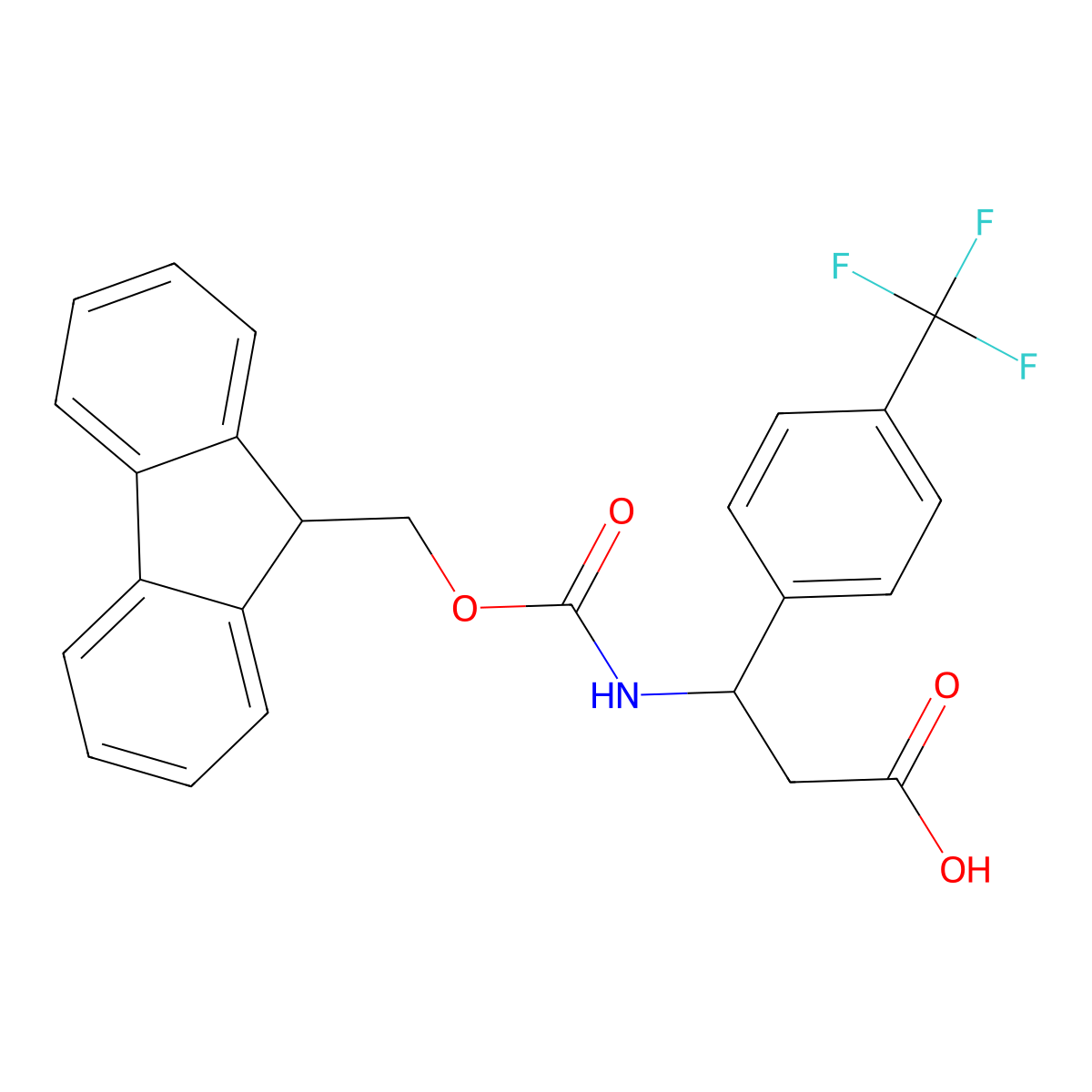 (3R)-3-({[(9H-fluoren-9-yl)methoxy]carbonyl}amino)-3-[4-(trifluoromethyl)phenyl]propanoic acid molecular structure, CAS 517905-88-3