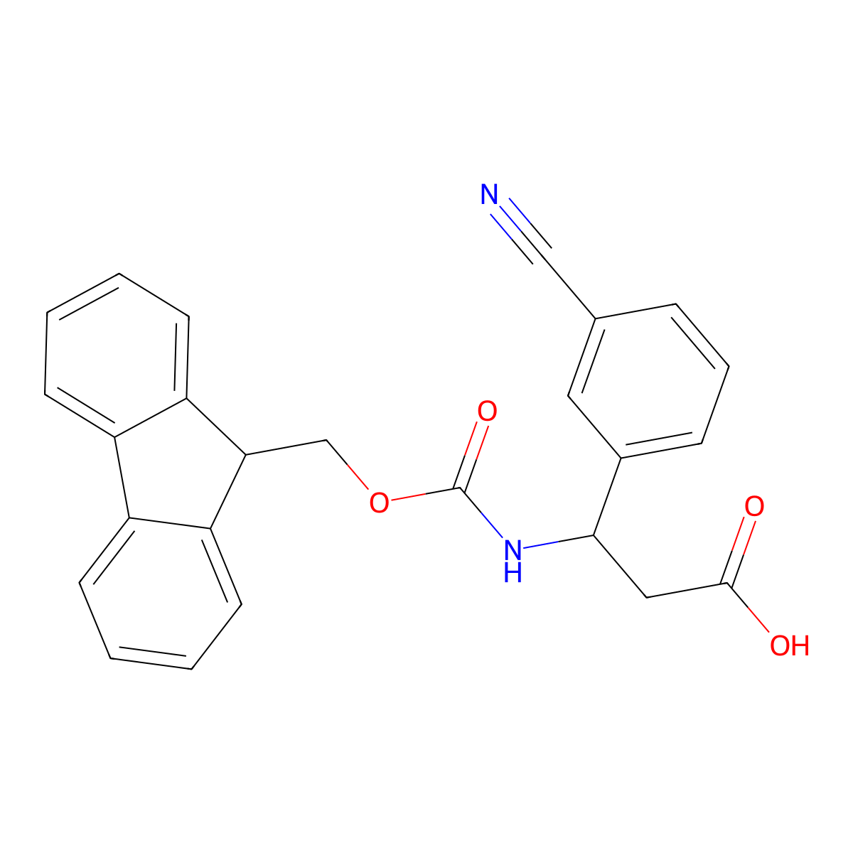 (3R)-3-(3-cyanophenyl)-3-(9H-fluoren-9-ylmethoxycarbonylamino)propanoic Acid molecular structure, CAS 517905-91-8