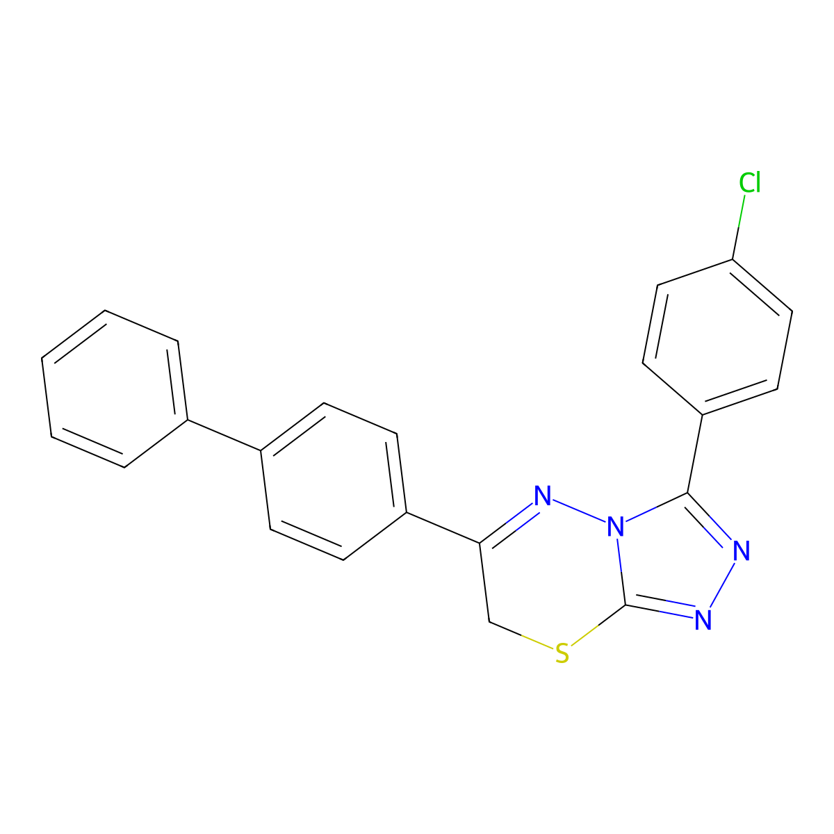3-(4-chlorophenyl)-6-(4-phenylphenyl)-7H-[1,2,4]triazolo[3,4-b][1,3,4]thiadiazine molecular structure, CAS 517906-13-7