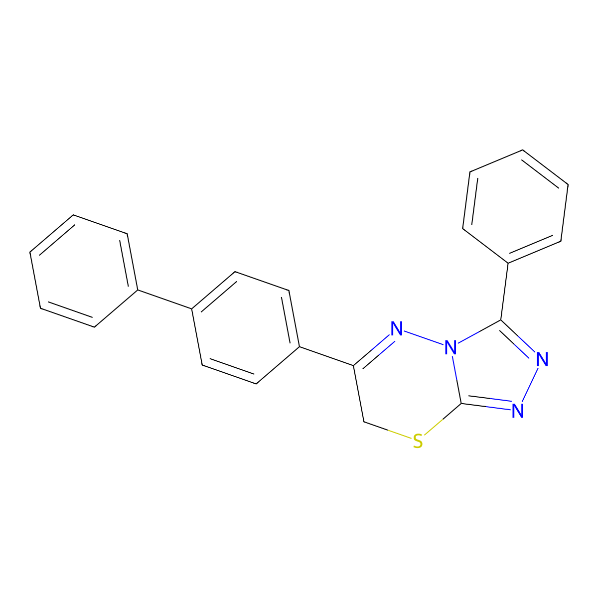 3-phenyl-6-(4-phenylphenyl)-7H-[1,2,4]triazolo[3,4-b][1,3,4]thiadiazine molecular structure, CAS 517906-14-8
